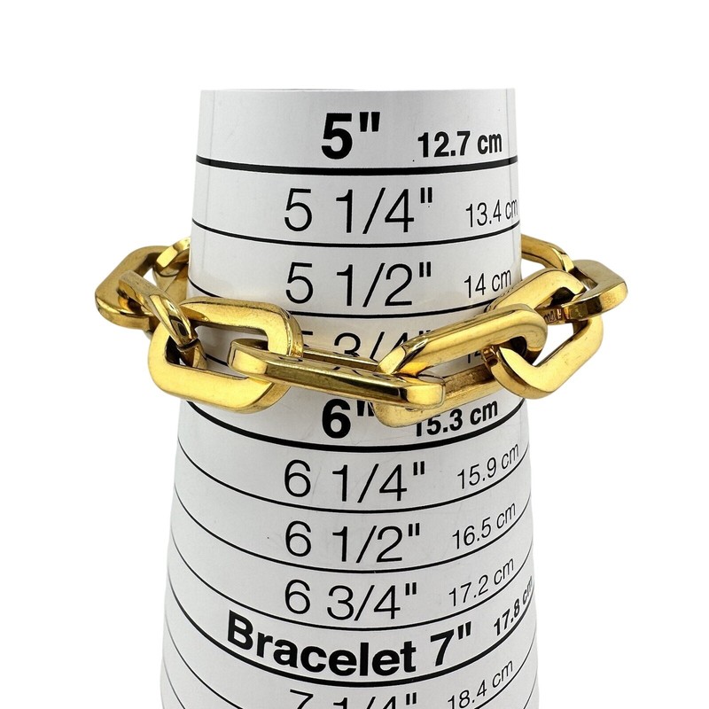 Modern Minimalist Chic Trendy Long Paperclip Chain Gold Tone 5.75” Bracelet gallery