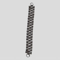 Pyramid-Stud Spike Link Bracelet Silver-Tone 6.5″ x 0.75″ Goth Punk Stackable…