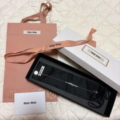 Miu Miu bracelet with silver logo and crystals