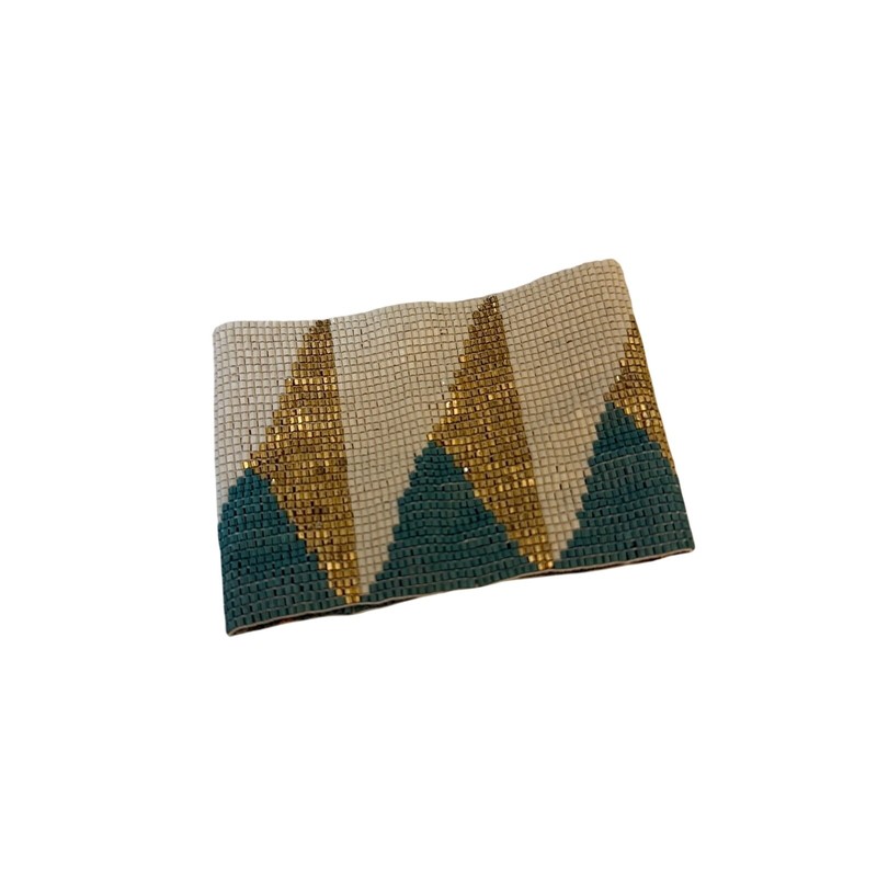 Dolce & Dunlap Hand Beaded Cuff Bracelet Gold Turquoise Statement Bracelet Boho gallery