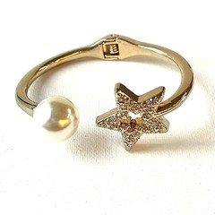 Gold Plated Bracelet for Woman STAR Zirconium Pearl by Patricia Adelson – IN BOX