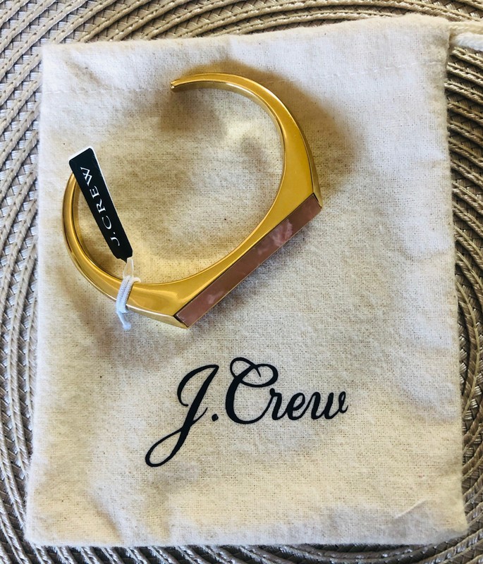 J crew triangle prism cuff blush pink stone art deco size S/M bracelet gold NWT! gallery