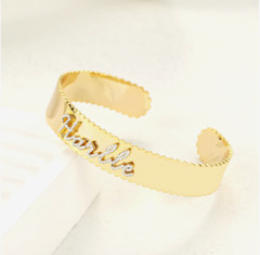 Custom Name Cuff Bangle Bracelet Wave Edge Women Personalized Jewelry Fashion
