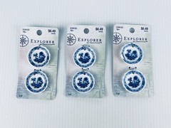 6 EXPLORER Blue and White Miniature Porcelain China Plates Charm Set UNIQUE