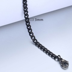 3-11mm 8/9″ Black Stainless Steel Curb Chain Bracelet Cool Wrist Bangle Jewelry