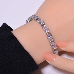 White Topaz & Cubic Zirconia 925 Sterling Silver Tennis Bracelet 7.99″ B96