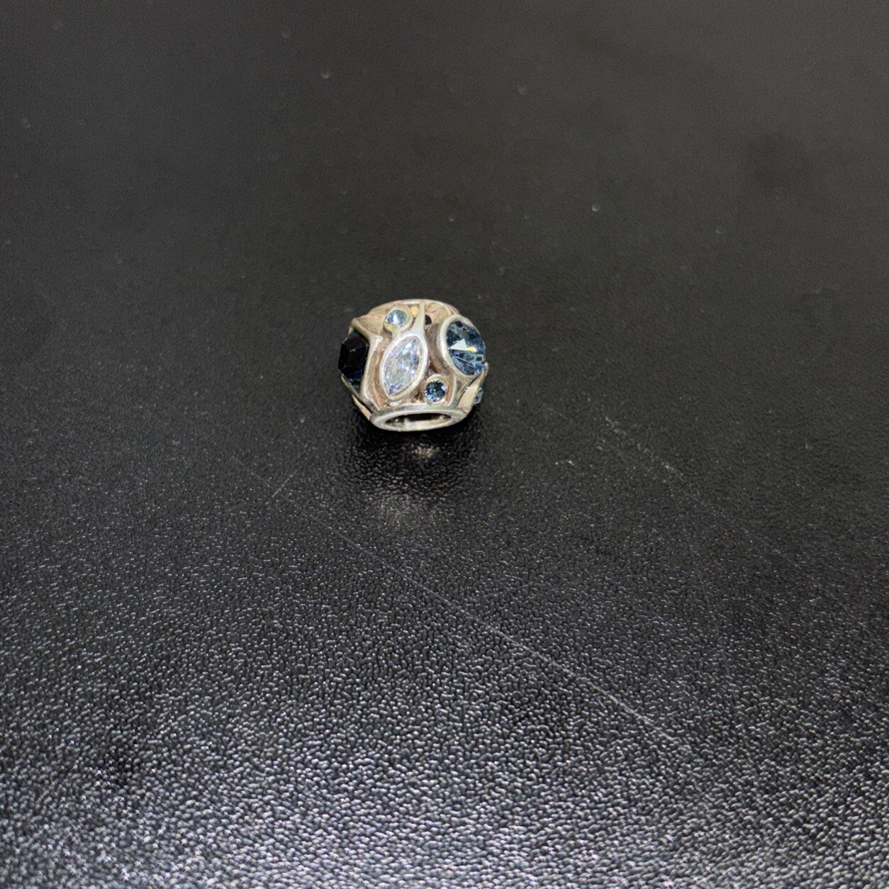 Brighton Kaleidoscope Blue Sparkle Crystals Silver Spacer Bead EUC gallery