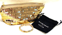 Baublebar Gold Pyramid & Crystal Bracelet w/ Stila Sequin Clutch Bag Beautiful!