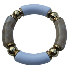 Acrylic Stretch Bracelet Metal Beads Marbled Jewelry/6″L