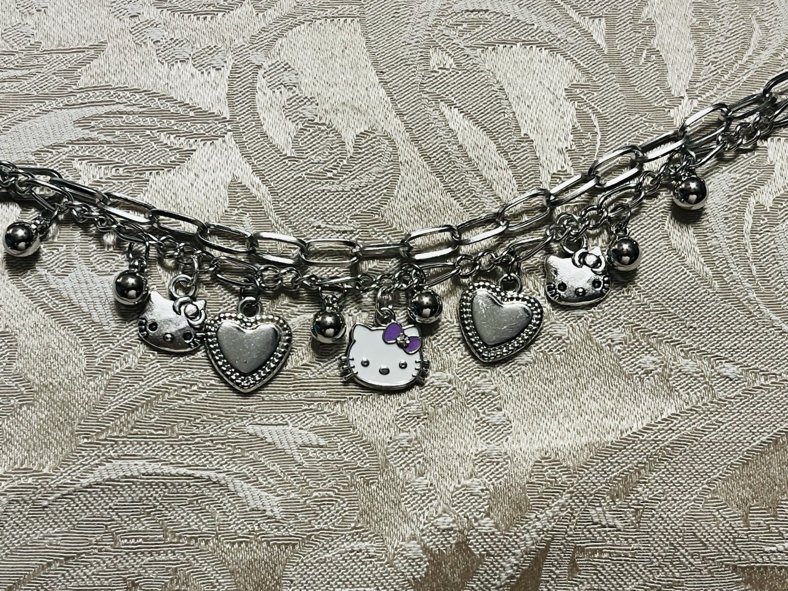 Sanrio Silver Hello Kitty Multiple Charm Adjustable Fashion Fun Trendy Bracelet gallery