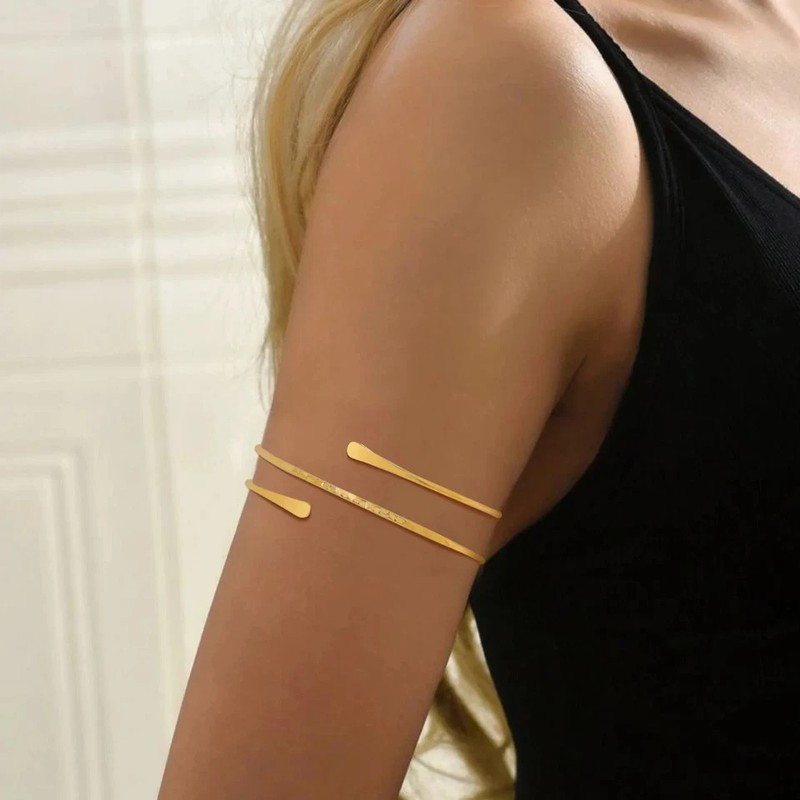 Minimalist Women’s Upper Arm Bracelet – Gold Plated Cuff Armband Jewelry gallery