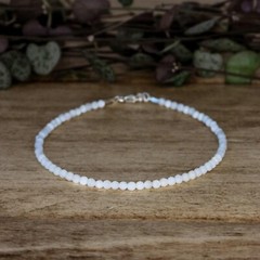 2mm Faceted Selenite Beads Bracelet Tiny Minimalist Healing Reiki Chakra Jewelry