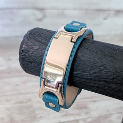 Blue & Gold Tone Cuff Bracelet – Fair Condition