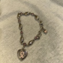 Brighton power of pink breast cancer Crystal Heart Bracelet 7 To 8 Inches