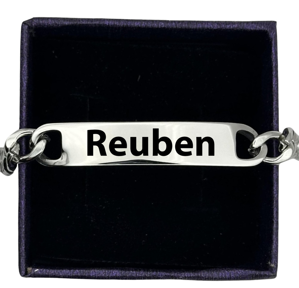 Reuben Boy Custom Any Name Date Silver Bracelet Charm ENGRAVED Gift Box