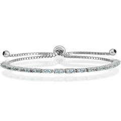925 Sterling Silver Blue Cubic Zirconia Wrap Tennis Bracelet 7.5 inch Round