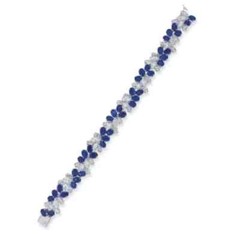 8 Ct Oval Simulated Blue Sapphire Cluster Tennis Bracelet 14K White Gold Plated