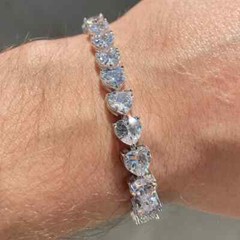 9.0 CT Heart Simulated Diamond Women’s Tennis Bracelet 925 White Sterling Silver