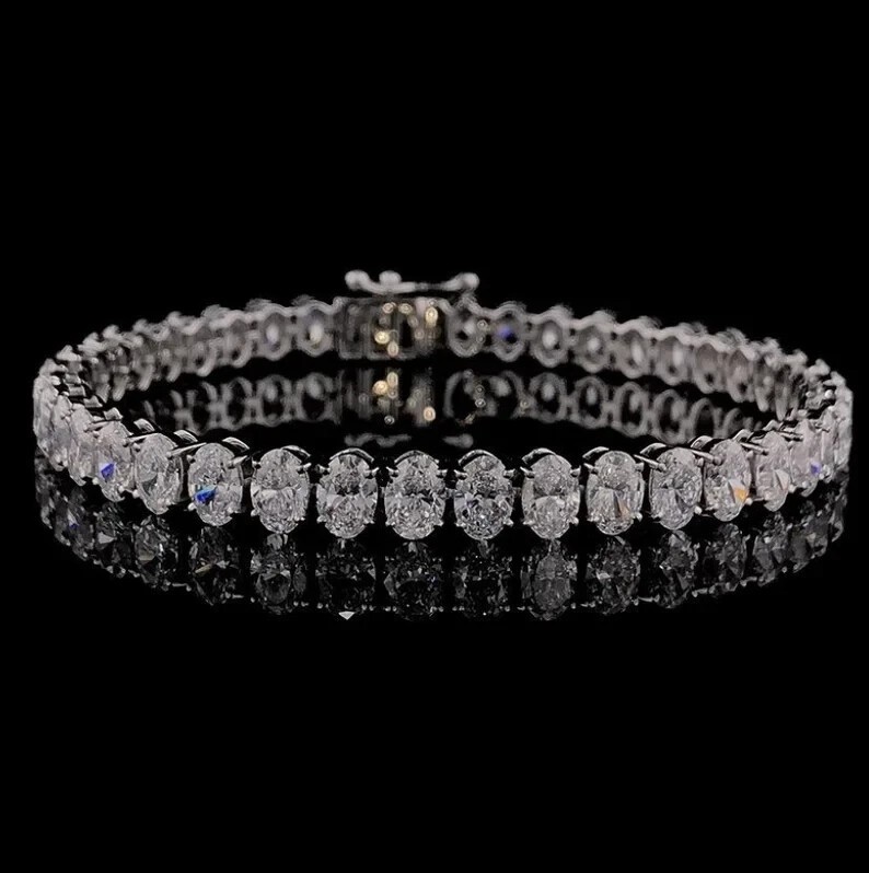 8.50CT Oval Cut Moissanite Tennis Women's Bracelet 925 Sterling Silver gallery
