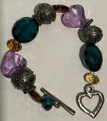 BRIGHTON CHARM BRACELET Jewels Crystals Lavendar Hearts NO COPY