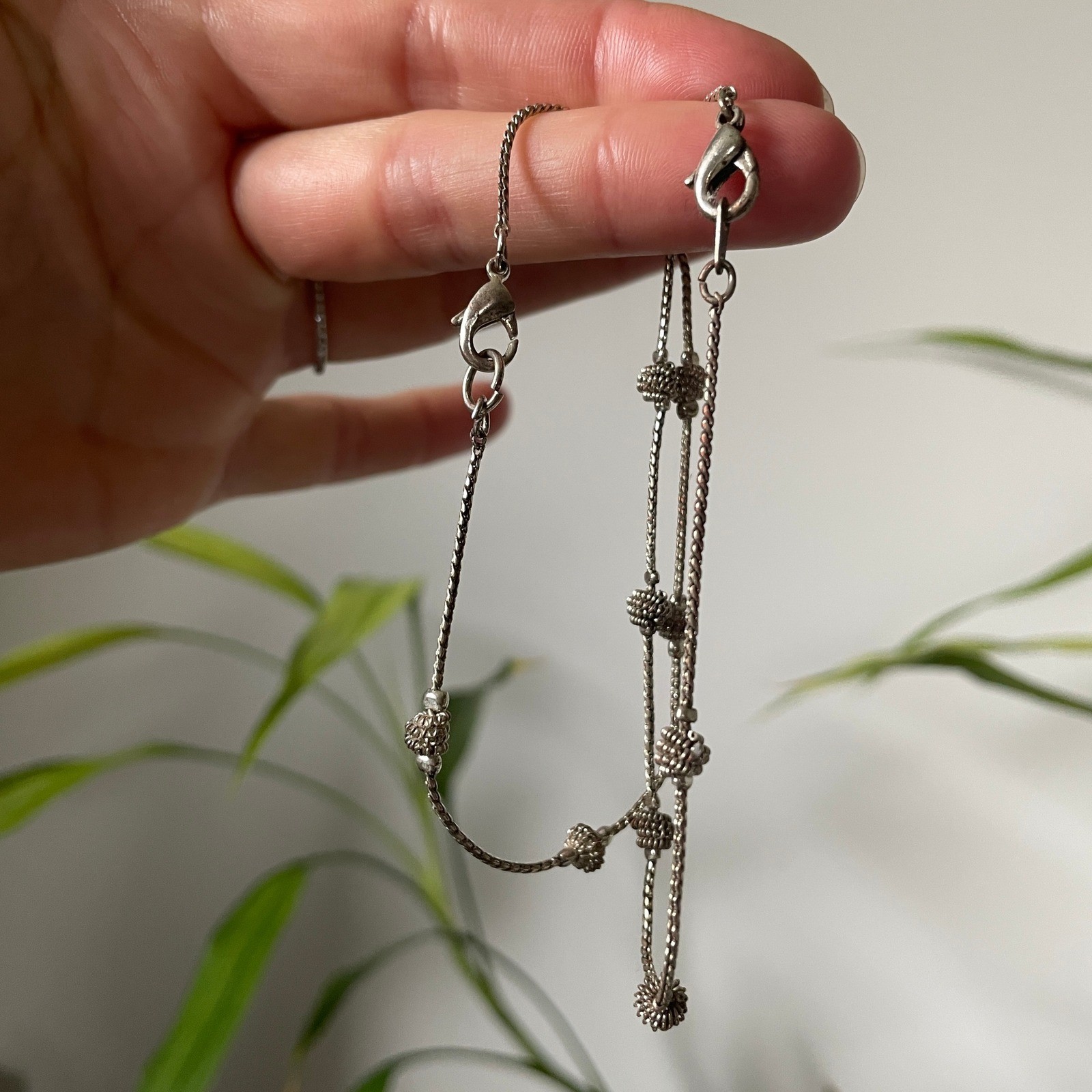 Silver Cluster Bracelets Set of 2 Twisted Chain Dainty Beads Y2K Minimalist gallery