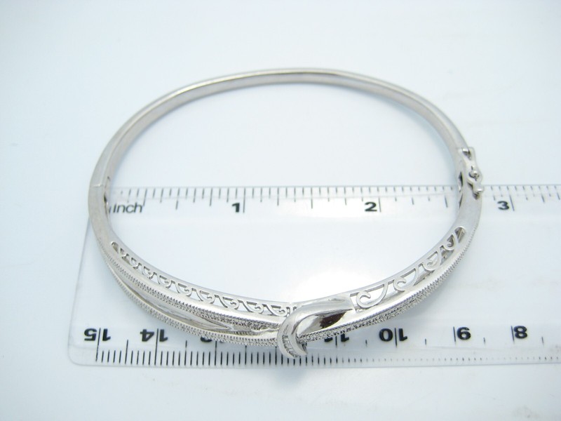 SUN Sterling Silver 11mm Hinged Clear CZ Wave Cuff Bracelet gallery