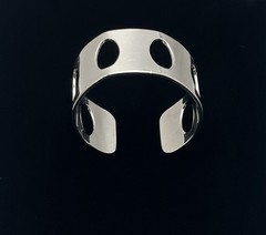 Cookie Lee 1 1/8” Wide Band Open End Cuff Silver Tone Bracelet