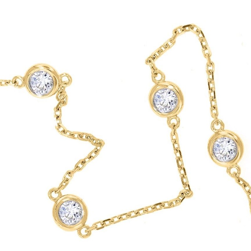 1 CT Anklet Ankle Bracelet Diamond By The Yard Station Man Made 14k Solid Gold gallery