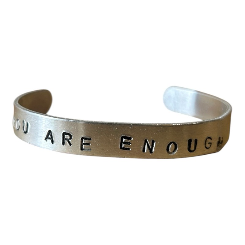 Lot of 22 Hand Stamped Aluminum Inspirational Cuff Bracelets One Size EUC gallery