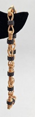 QVC BLACK SPINEL Rose Gold Clad Sterling Silver Bracelet Bow Tie Links 8″ adj.