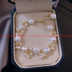 Genuine Natural 11-12mm White Freshwater Baroque Pearl Beads Bracelet 6-9”