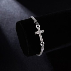 Women’s Fashion Jewelry Silver Rhinestone Prayer Cross Bracelet 1-72