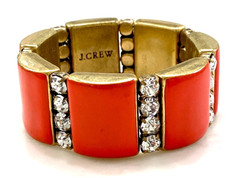 J. Crew Coral-Orange Enamel Bracelet with Crystal Accents