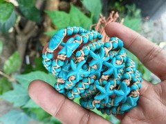 10 Handmade Blue Star Fish Artificial Turquoise Tan Nylon Bracelets Wholesale