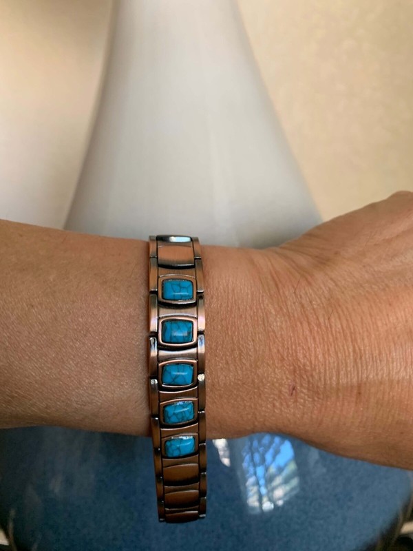 Turquoise Solid Copper Magnetic Bracelet Men Balance Energy Power Calm Peace Joy gallery