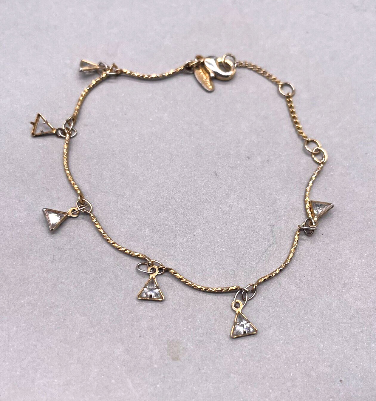 Serefina Triangle Crystal Charm Bracelet Gold Tone 7 Inches gallery