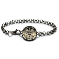 Poland Polska 20 Groszy coin bracelet Polish eagle Warsaw Krakow Polonia b000081