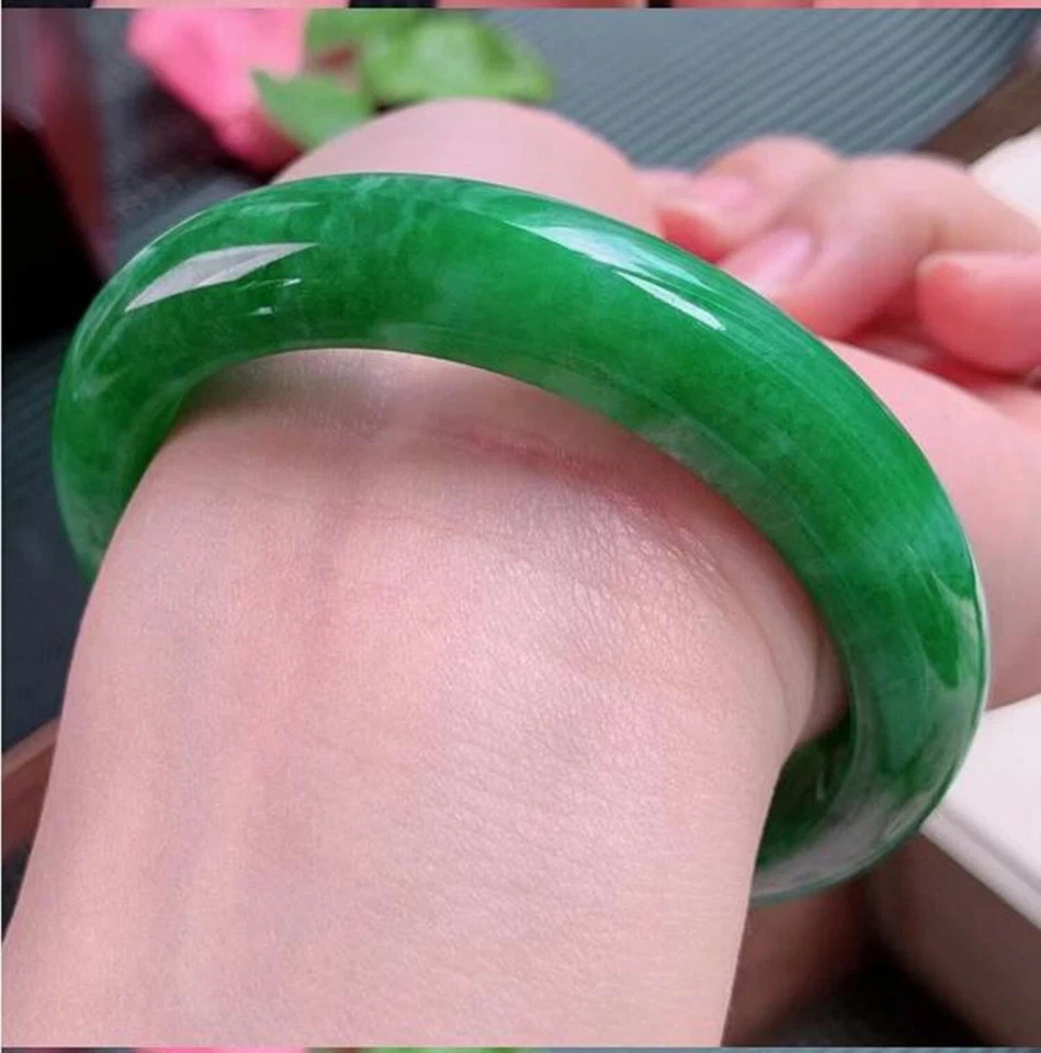 100% Natural Green Jade Gemstone Bangle Bracelet 54-60mm Jewelry AAAAA++ gallery