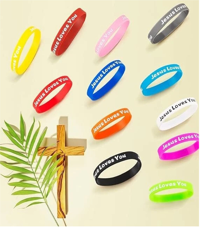 Jesus Loves You Rubber Bracelets Colorful Silicone Christian Jesus Wristbands gallery