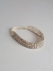 Gorgeous Silver Stretchy Elastic 3 Rows Rhinestone Bracelet- UNBRANDED
