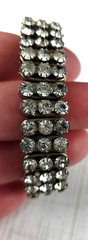 Vintage Clear Rhinestone 3 Rows Expansion Bracelet Made In British Hong Kong