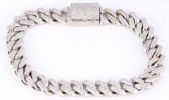ICED 10k White Gold DIAMOND Curb Link HEAVY 44gr Bracelet Jewelry