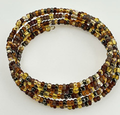 Earth Tones Seed Bead Multi Color Womens Memory Wire Bracelet