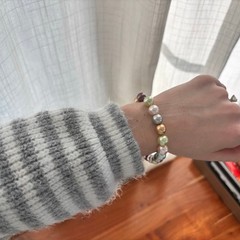 Multi Color Pastel Heavy Weight Pearl Style Bracelet Elastic Band