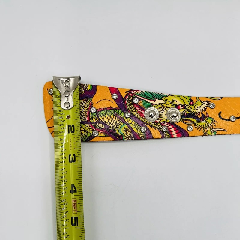 Don Ed Hardy Chinese Dragon Orange Handmade Genuine Leather Bracelet gallery