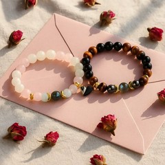 Magnetic Heart Bracelets for Couples Natural Gemstone Matching Bracelets Gift