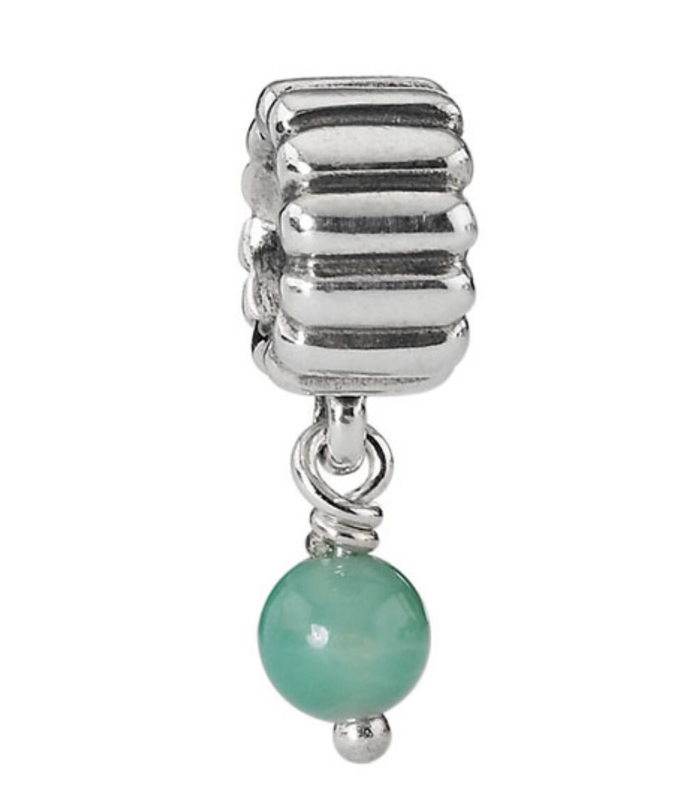 Authentic Ret. Pandora May Birthstone Dangle Charm #790166CH - SS & Chrysoprase gallery