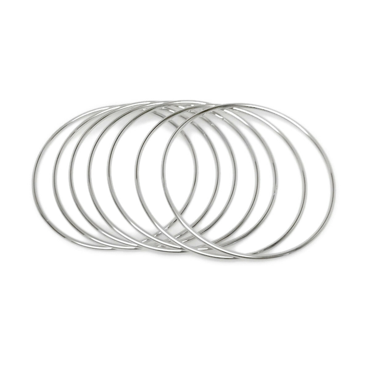 9 Inch Skinny Silver Bangle Bracelet Set of 7 Stackable Stainless Steel Women gallery