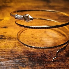 Gold Tone Snake Wrap Cuff Bracelet Adjustable Metal Animal Theme No Stone