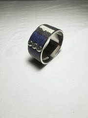 Henri Bendel Embossed Leather Snake Skin Hinged Bracelet 1980s Runway Piece